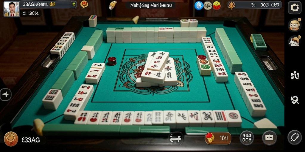 Screenshot gameplay Mahjong 33AG yang penuh warna dan menarik.