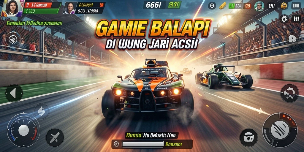 Screenshot gameplay 666I yang menunjukkan aksi balap mendebarkan.