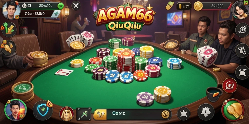 Tampilan menarik dari gameplay QiuQiu di AGAM66.