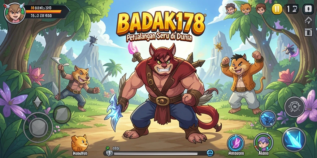 Tampilan gameplay seru dari BADAK178 yang penuh karakter Anime.