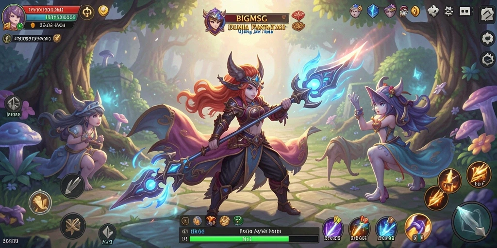 Screenshot BIGMSG menampilkan pertempuran epik dan interaksi pemain dalam dunia MMORPG.