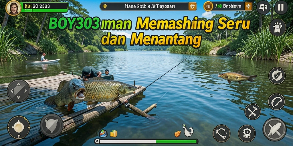 Tampilan gameplay BOY303 yang realistis saat memancing.