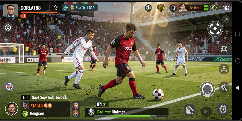 Screenshot gameplay CORLA188 menampilkan pertandingan sepak bola yang mendebarkan.