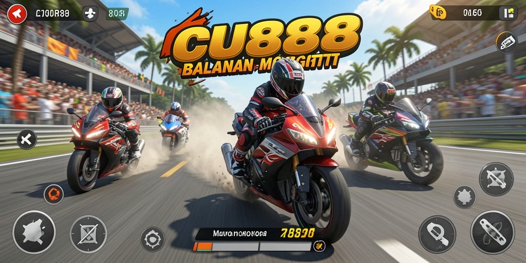 Tampilan gambar menarik dari balapan motor yang intens.