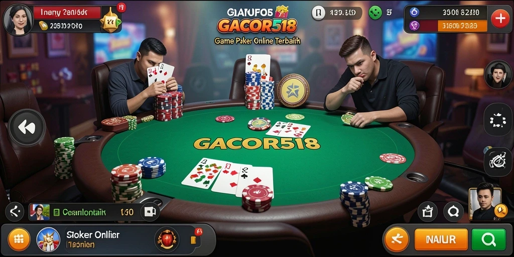 Tampilan gameplay Poker yang mengasyikkan dan interaktif.