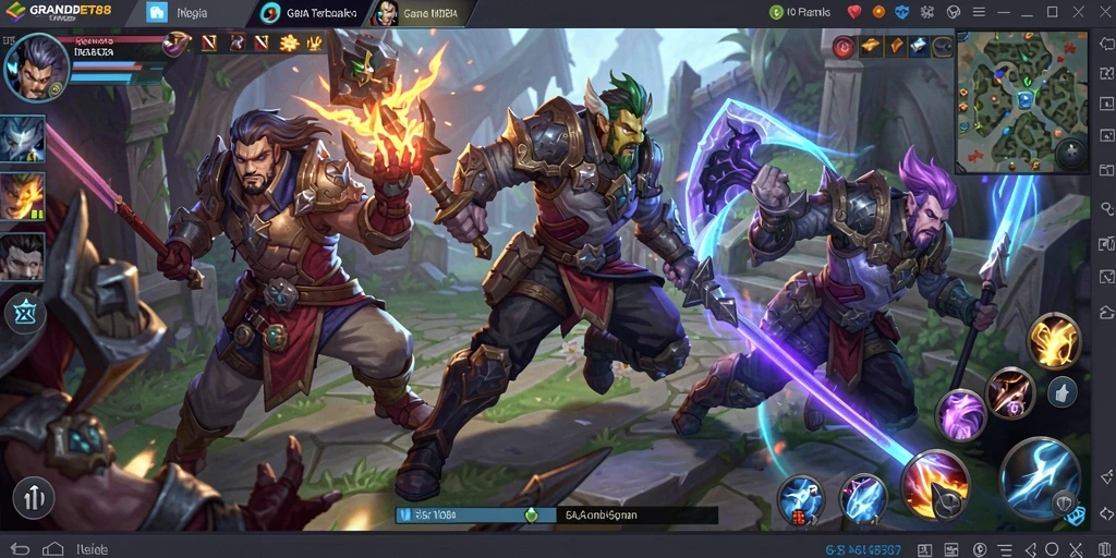 Screenshot gameplay yang menunjukkan pertarungan seru dalam GRANDBET88.