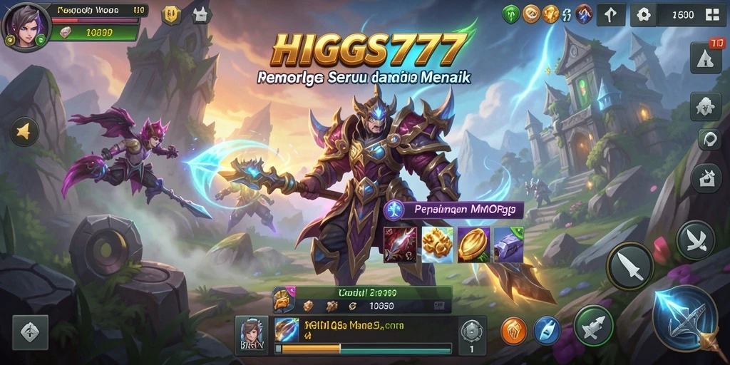 Screenshot utama HIGGS777 menampilkan aksi seru dalam permainan MMORPG.