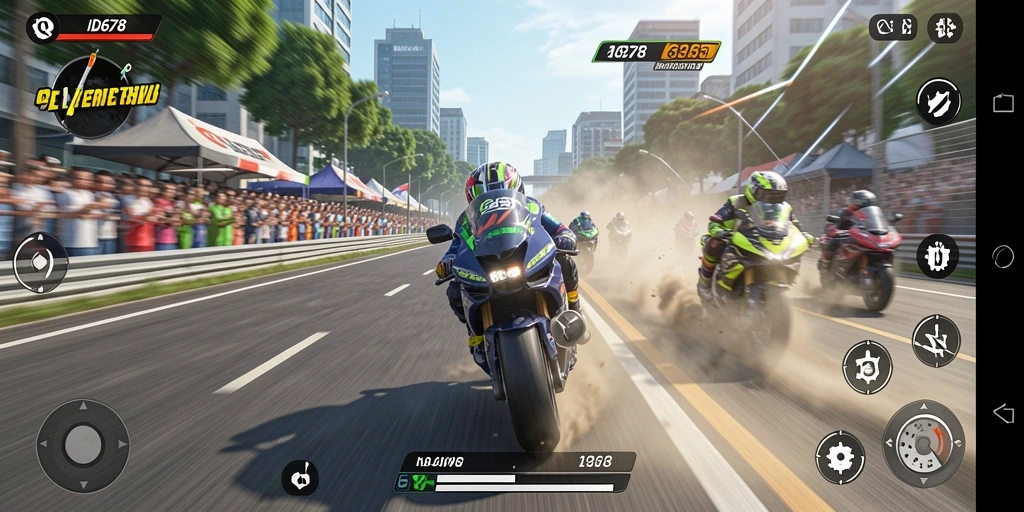 Gameplay mendebarkan dalam balapan motor yang penuh aksi.