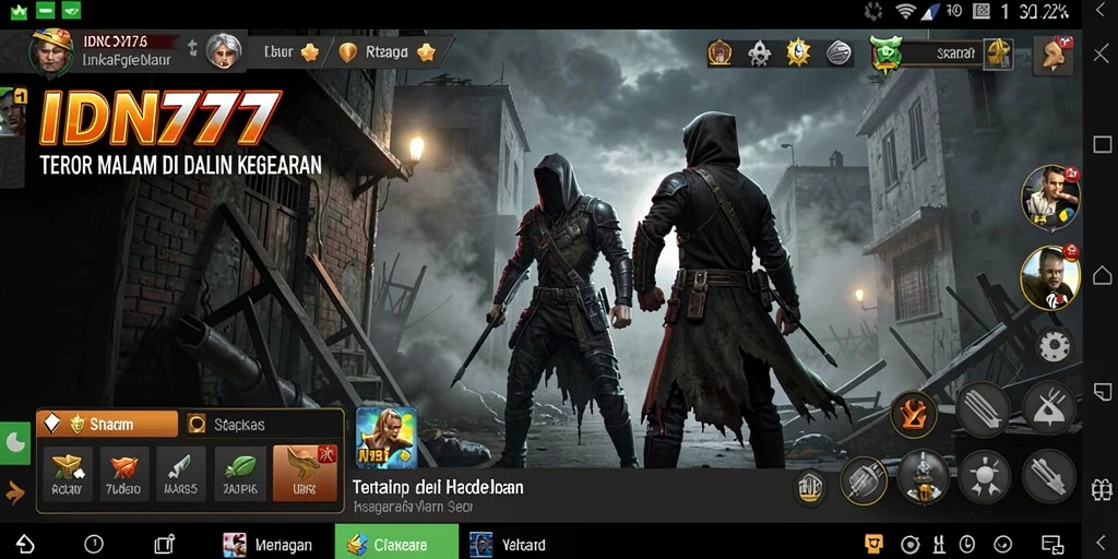 Tangkapan layar gameplay IDN777 dengan suasana horor yang mencekam.