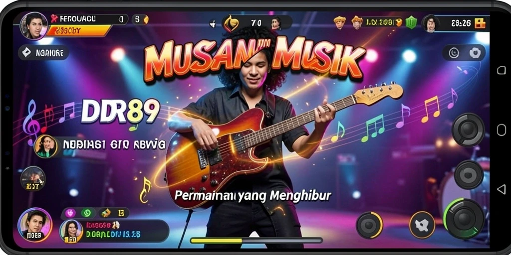 Tampilan screenshot utama IDR89 menampilkan suasana permainan musik yang menarik.