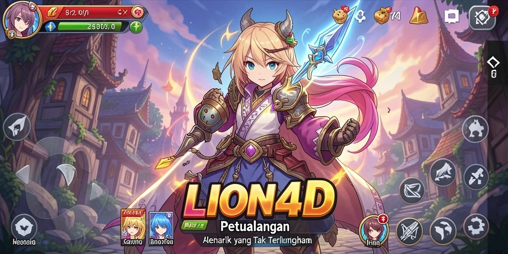 Tampilan gameplay LION4D yang menampilkan karakter anime dalam aksi.