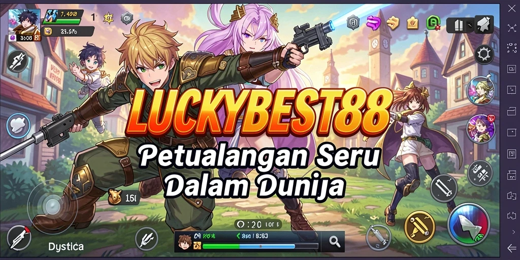 Screenshot utama LUCKYBEST88 menampilkan pertarungan seru karakter Anime.
