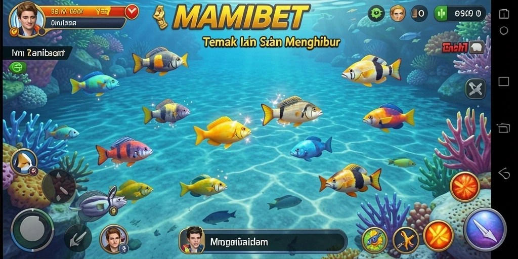 Tampilan gameplay seru MAMIBET saat menangkap ikan.