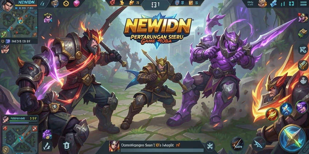 Tangkapan layar dari gameplay seru NEWIDN dengan pertarungan tim.