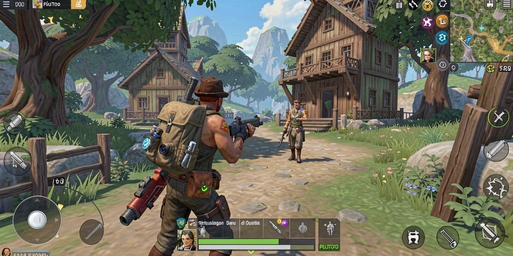Tangkapan layar gameplay PULITOTO yang menampilkan aksi menjelajah dunia terbuka.