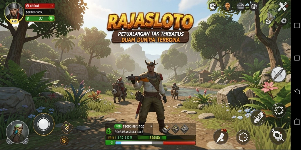 Screenshot RAJASLOTO menampilkan petualangan seru dalam dunia terbuka.