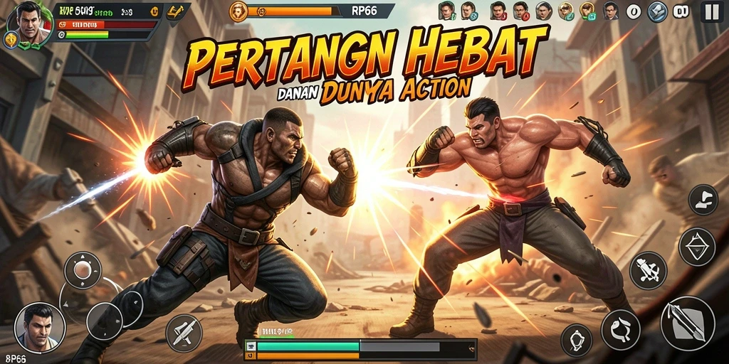 Tangkapan layar utama RP66 yang menunjukkan aksi pertarungan yang mendebarkan.