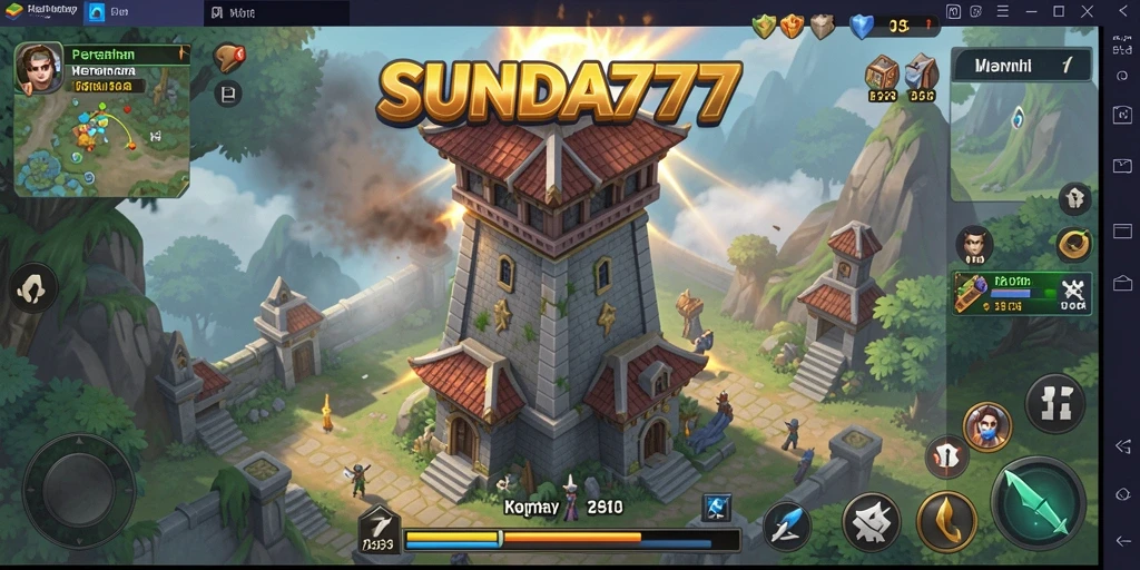 Tangkapan layar SUNDA777 menunjukkan pertempuran Tower Defense yang intens dan mendebarkan.