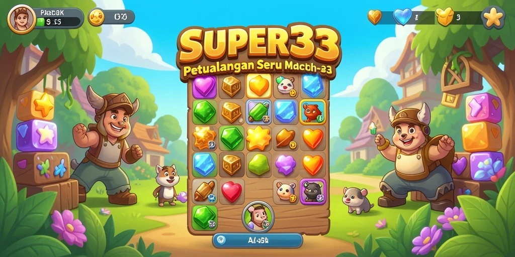 Tampilan gameplay <strong>SUPER33</strong> yang penuh warna dan seru.