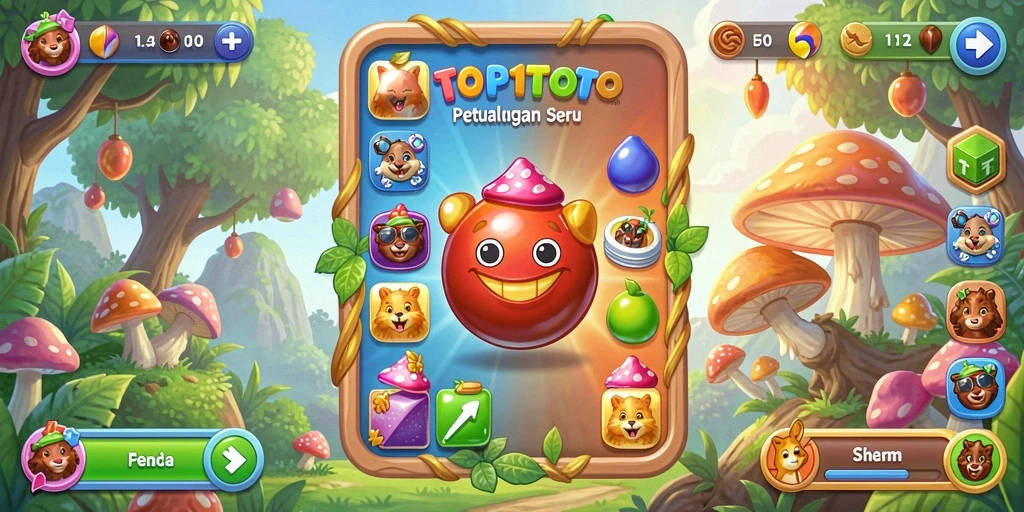 Tangkapan layar gameplay <strong>TOP1TOTO</strong> yang menampilkan aksi mencocokkan elemen dengan ceria.