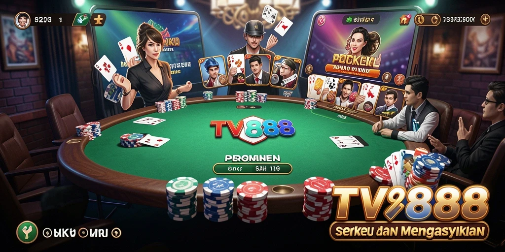 Screenshot dari gameplay poker yang mengasyikkan di TV888.