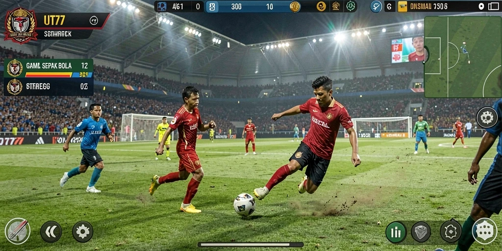 Tangkapan layar menunjukkan aksi intens dalam permainan sepak bola.